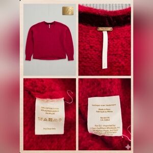 Unknown Brand Women's Red Alpaca-Blend V-Neck Sweater